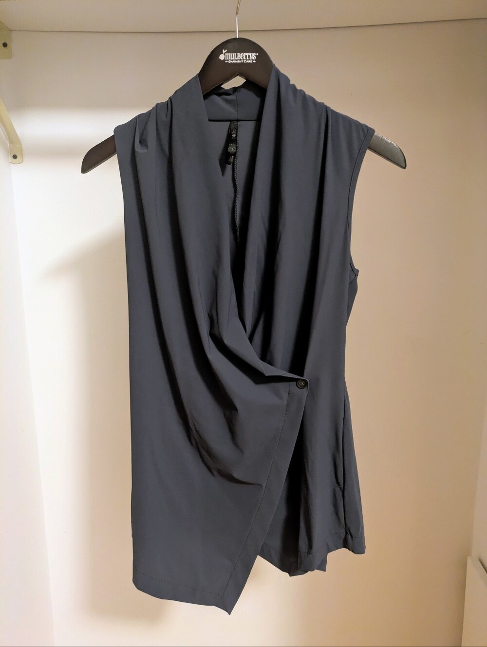 Porto San Francisco Fiona Draped Wrap Top - Jet Jersey Charcoal Gray Sz Porto 1